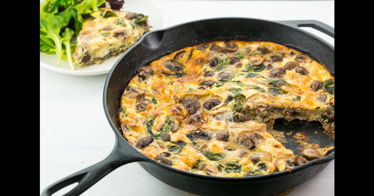 Baby Kale, Mushroom and Feta Frittata