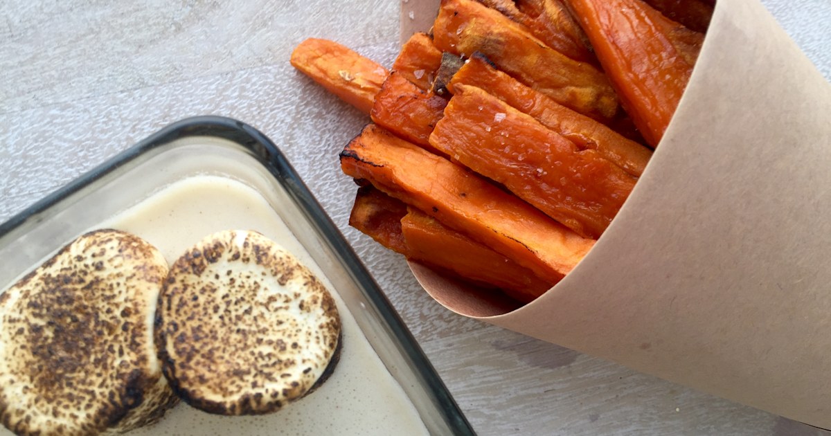 Sweet Potato Fries with Toasted Marshmallow Dip
