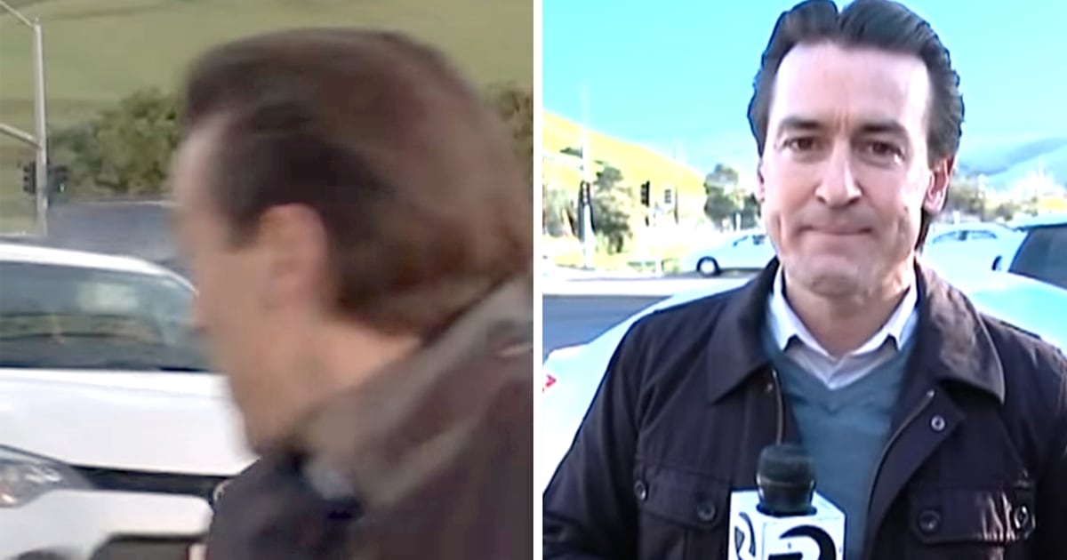 Reporter dives offscreen to avoid getting hit by a car during live ...