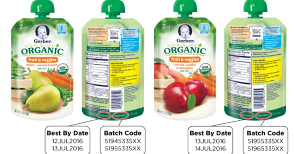 Gerber recalling organic baby food pouches