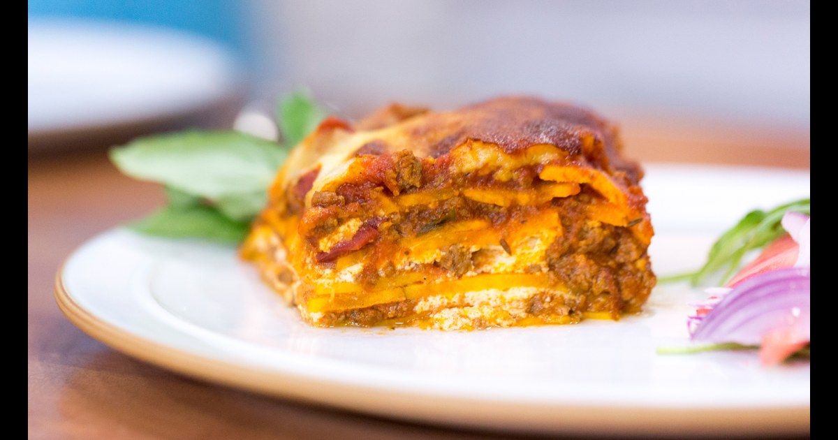 Low Calorie Gluten Free Sweet Potato Lasagna A healthy, high protein, low calorie lasagna recipe that uses fat free cheese, low fat beef, spinach and whole wheat lasagna noodles. sweet potato lasagna