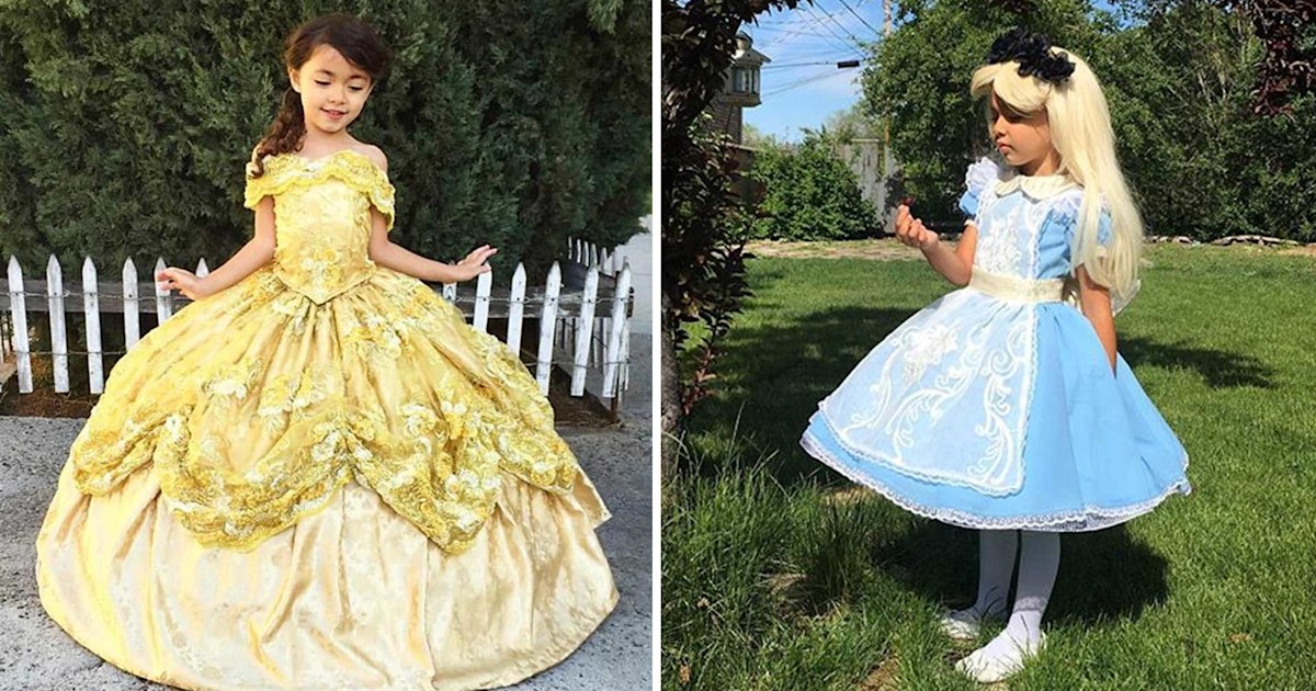 designer daddy princess dresses Dad designs magical Disney-inspired costumes for his kids Color:Grey Heather Dot Little White Dress | manufacturer_Coloplast Cosplay costume