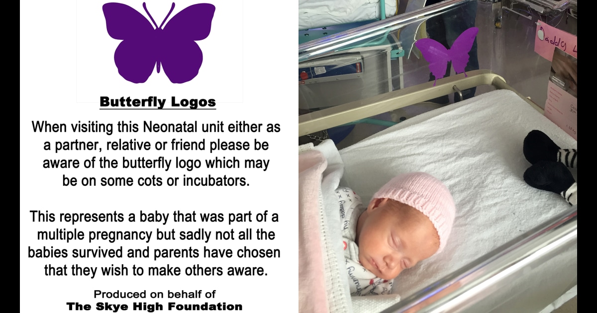 Purple butterfly stickers help NICU parents with infant loss