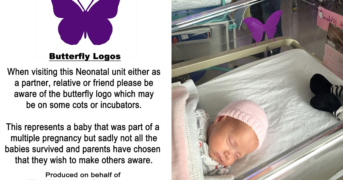 Purple butterfly stickers help NICU parents with infant loss
