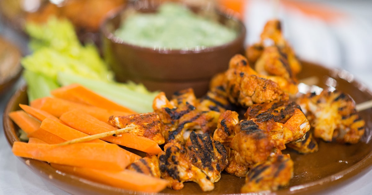 Buffalo Wing Kebabs with Avocado Ranch Dip Recipe