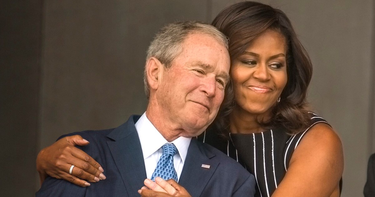 Michelle Obama, George W. Bush share a moment at the National Museum of ...