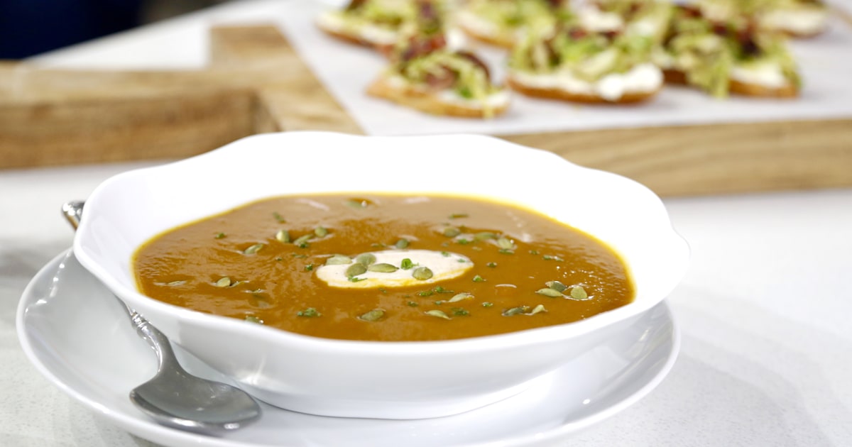 Bobby Flay's Pumpkin Soup Shooters with Cinnamon Cream