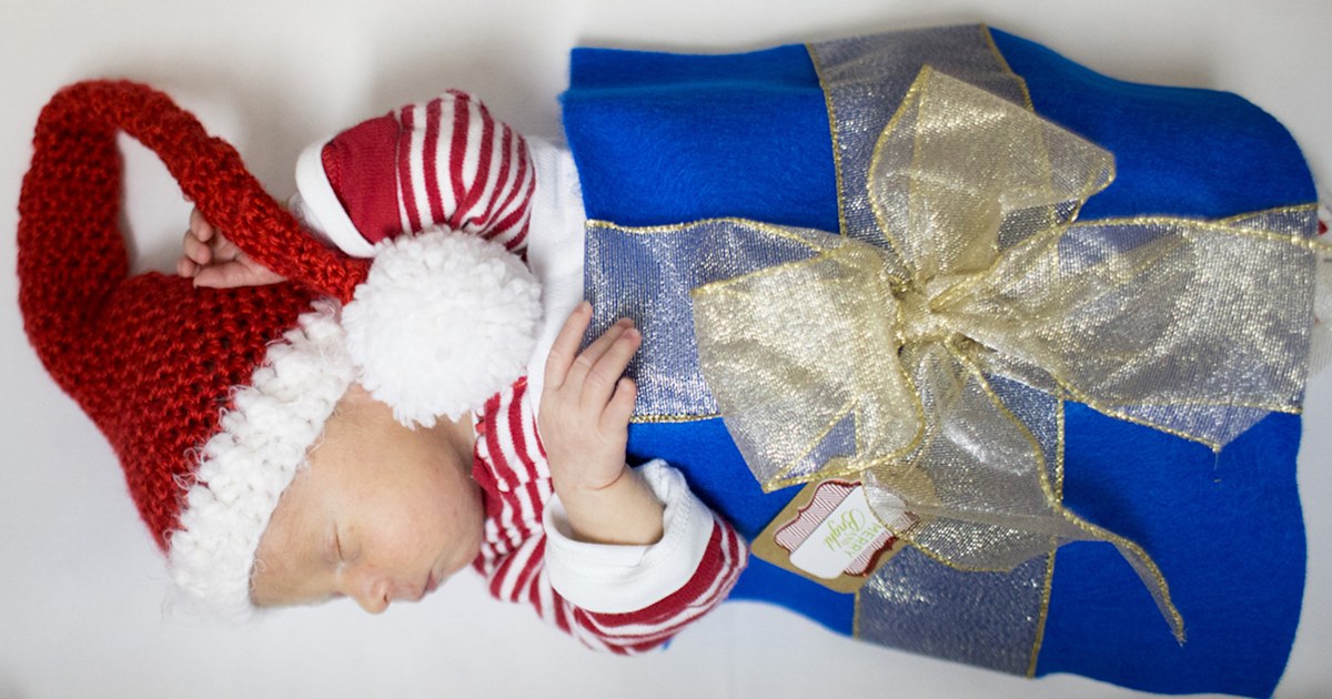 NICU babies dressed as adorable presents for the holidays