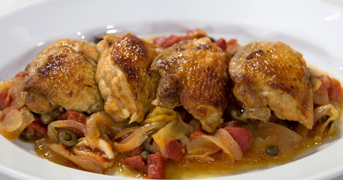 Zingy Braised Chicken with Pepperoncini and Olives recipe