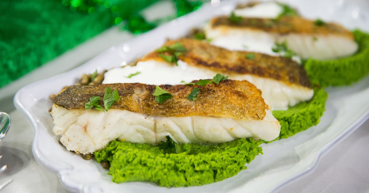 Pan-Fried Cod with Minty Pea Purée Recipe