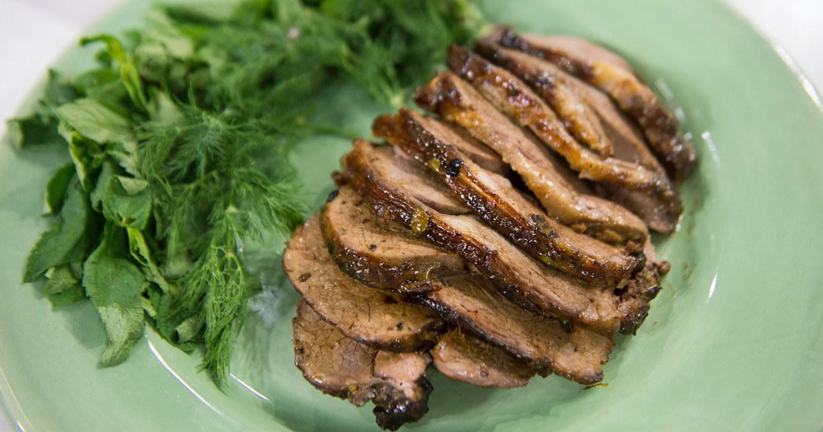 Roast Lamb with Mint Glaze and Beet Yogurt Recipe