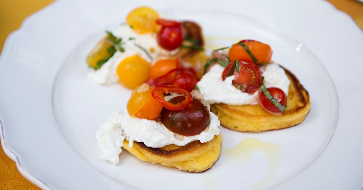 Bobby Flay's Johnnycakes with Ricotta, Tomatoes and Chiles