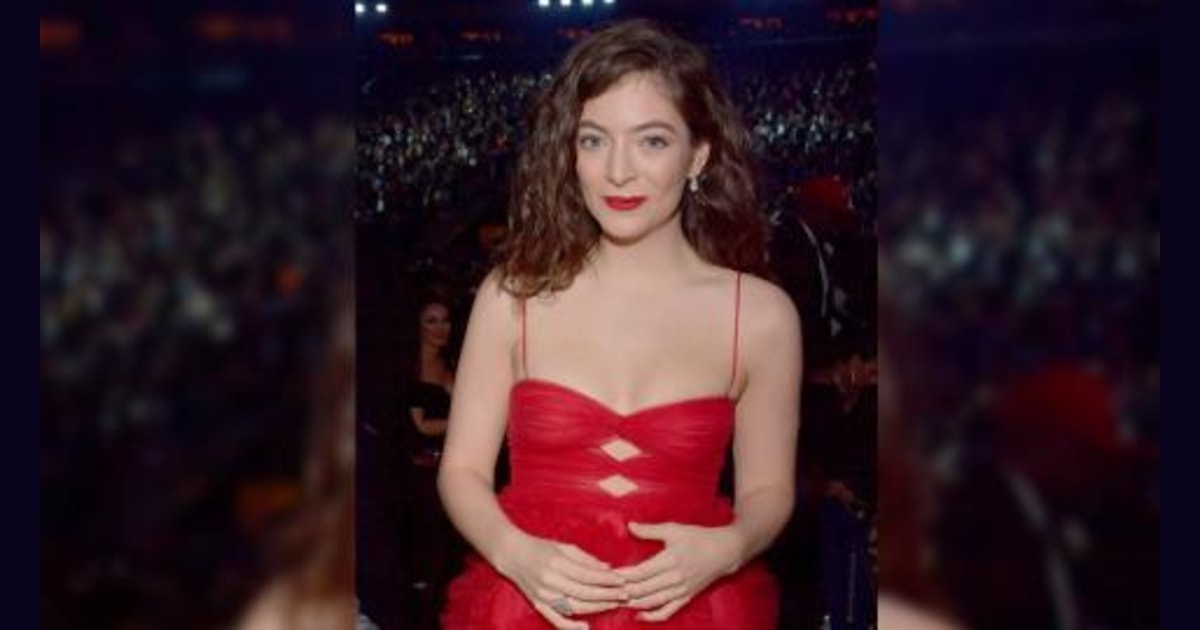 lorde red dress Lorde's Grammys dress had a poem from Jenny Holzer sewn in