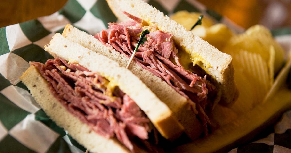 Corned Beef Sandwiches with Irish Cheddar and Pickles Recipe