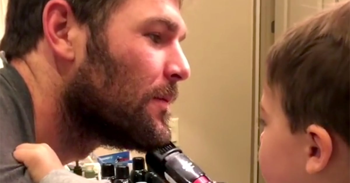 Carrie Underwood's son tries to shave his dad Mike Fisher's beard