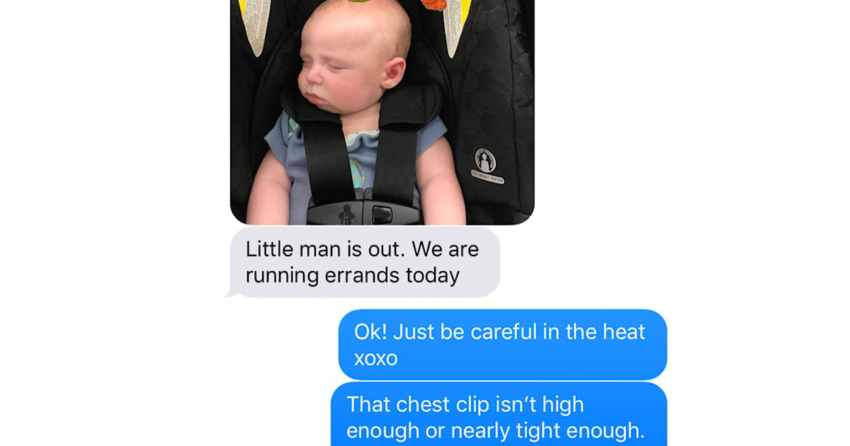 Mom's 'nagging' text about baby's car seat saved his life in car accident