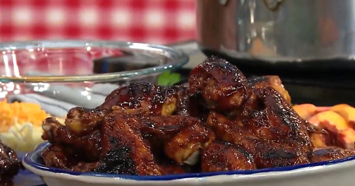 BBQ chicken drumsticks with a peach molasses glaze recipe
