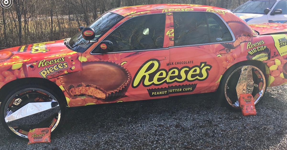 Reese's found the fan who wrapped his car in Reese's logos