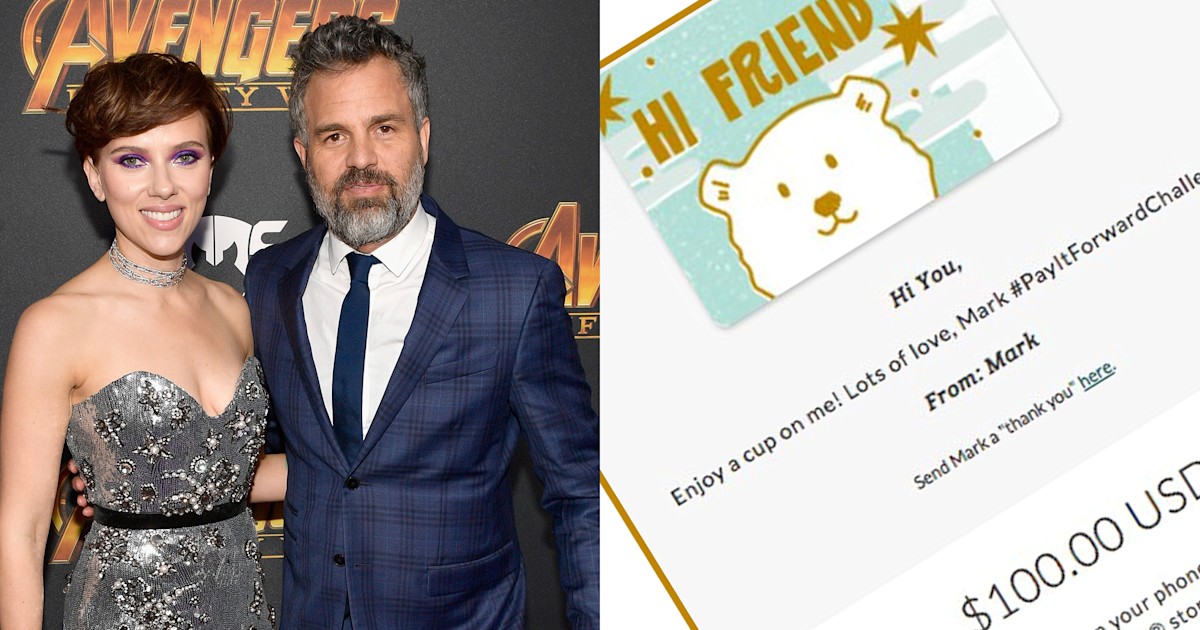 Mark Ruffalo is paying it forward with Starbucks gift card