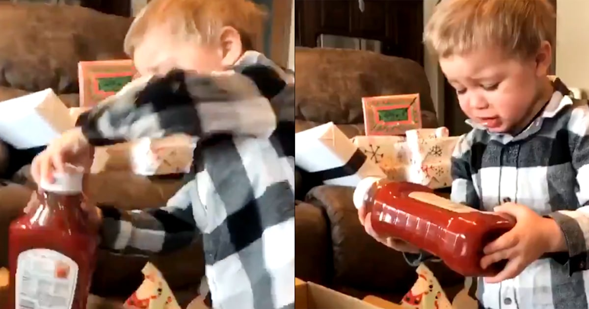 Boy's reaction to getting ketchup for Christmas is pure holiday joy