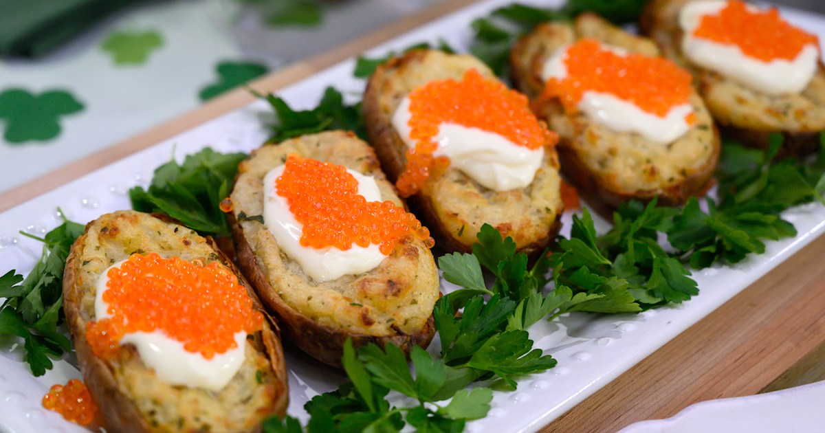 Salt-Baked Potato with Crème Fraîche and Trout Caviar Recipe