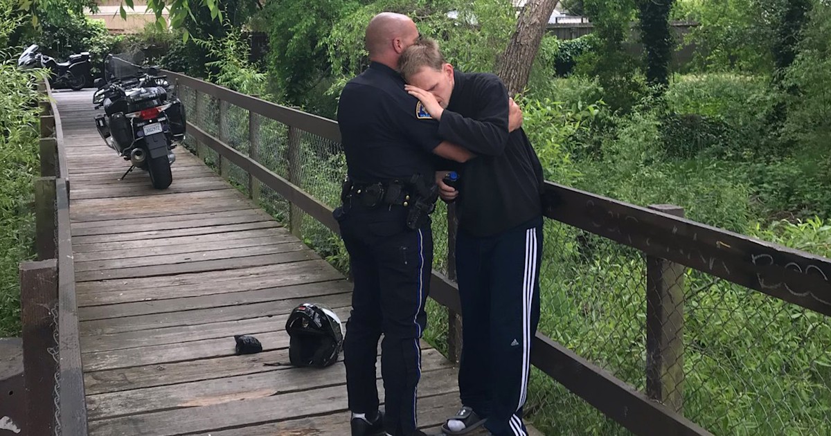 Police officer and man with autism share moving hug for the best reason