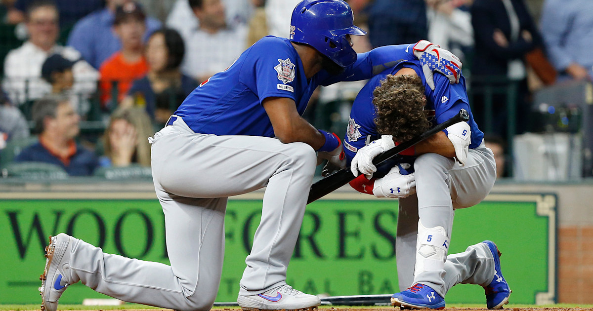 Cubs' Albert Almora, Jr. overcome with emotion after foul ball hits child