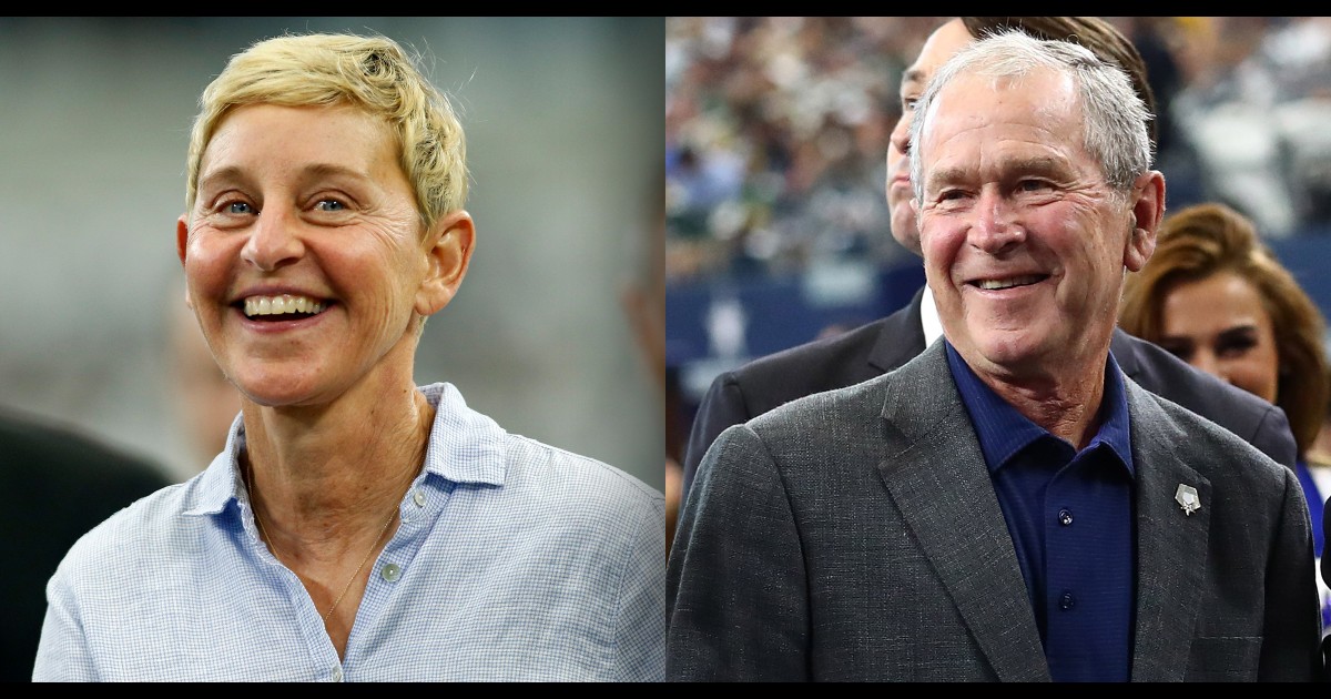 W. Bush sat next to Ellen DeGeneres at an NFL game