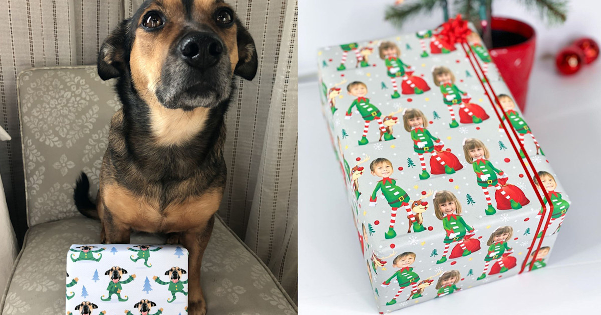 Personalised Christmas Gift Wrap PUG DOG Wrapping Paper 