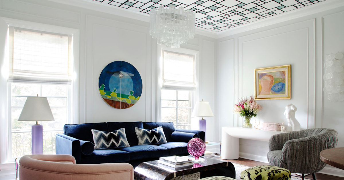 The latest interior design trend is wallpaper on the ceiling