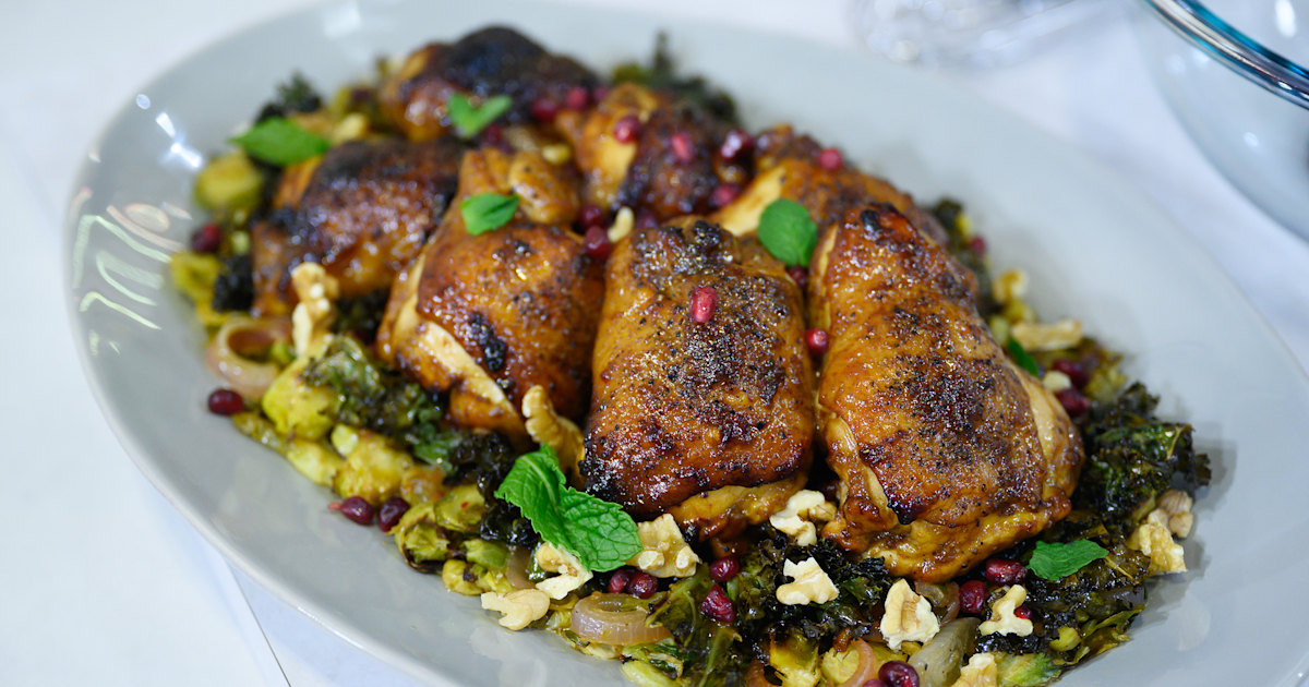 Sheet-Pan Roast Chicken with Brussels Sprouts Recipe