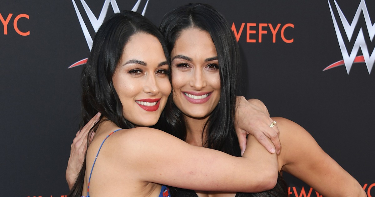 Nikki and Brie Bella bare twinning baby bumps in nude photo shoot