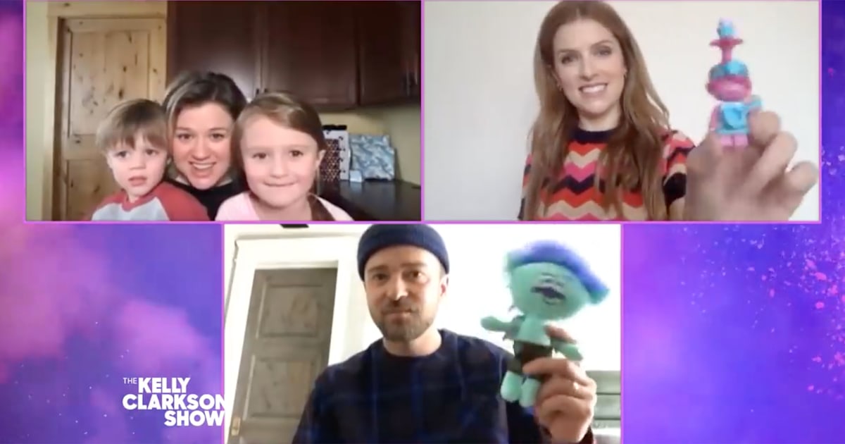 Kelly Clarkson’s kids crash chat with Justin Timberlake, Anna Kendrick