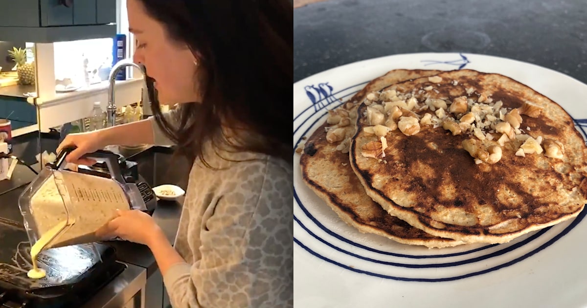Banana blender pancakes recipe Katie Lee's proteinpacked breakfast
