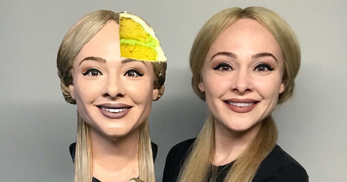 Baker makes an incredible selfie cake and ]takes slice out of her head |  Metro News