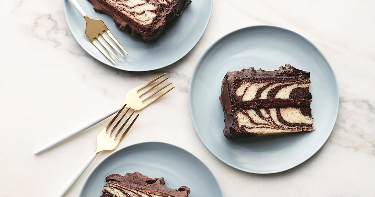 Martha Stewart's chocolate-and-vanilla zebra cake is surprisingly easy to pull off