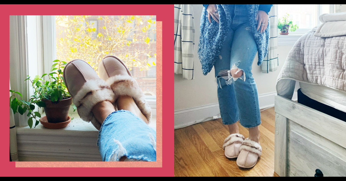 jessica simpson women's plush marshmallow slide on house slipper clog with memory foam