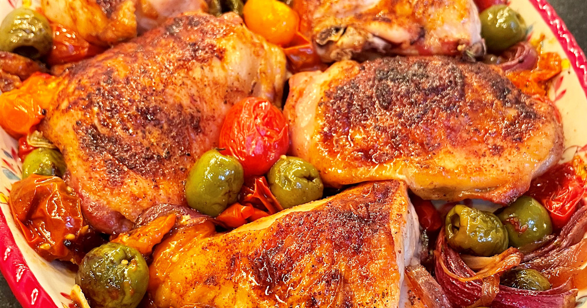Valerie Bertinelli s Sheet Pan Vinegar Chicken Recipe valerie-bertinelli-s-sheet-pan-vinegar-chicken-recipe