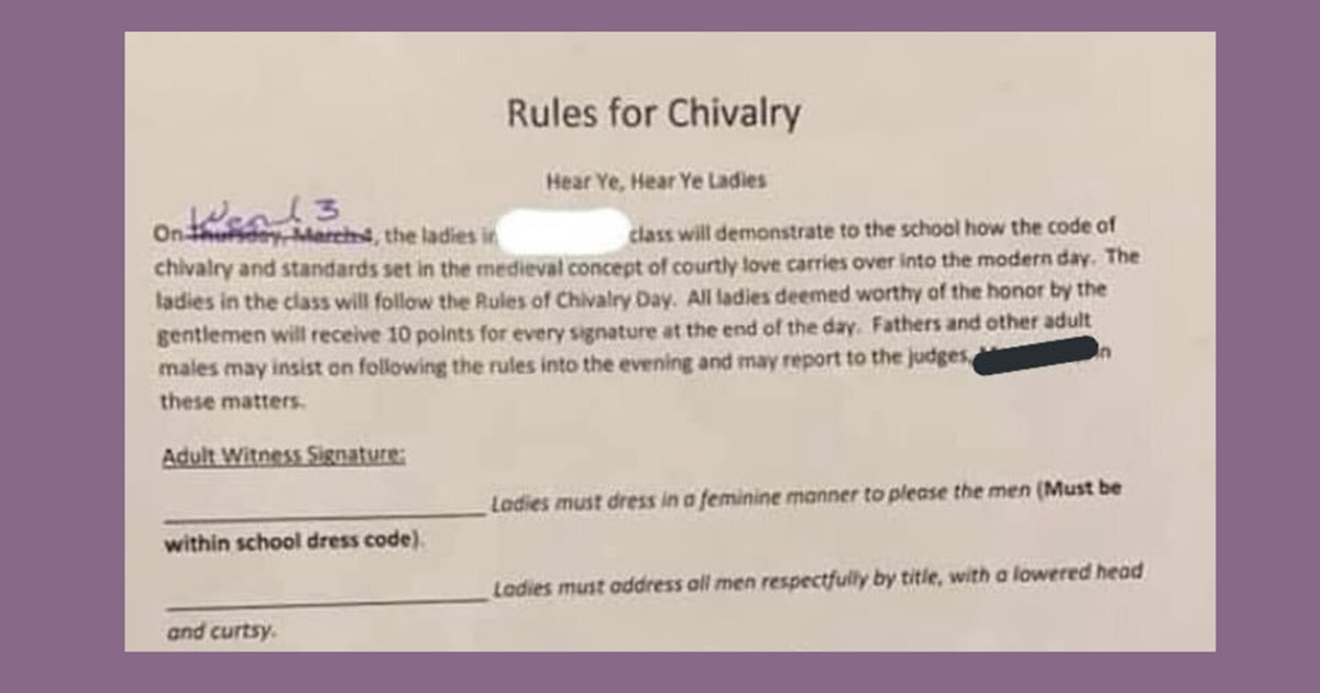 Chivalry rules modern Is chivalry