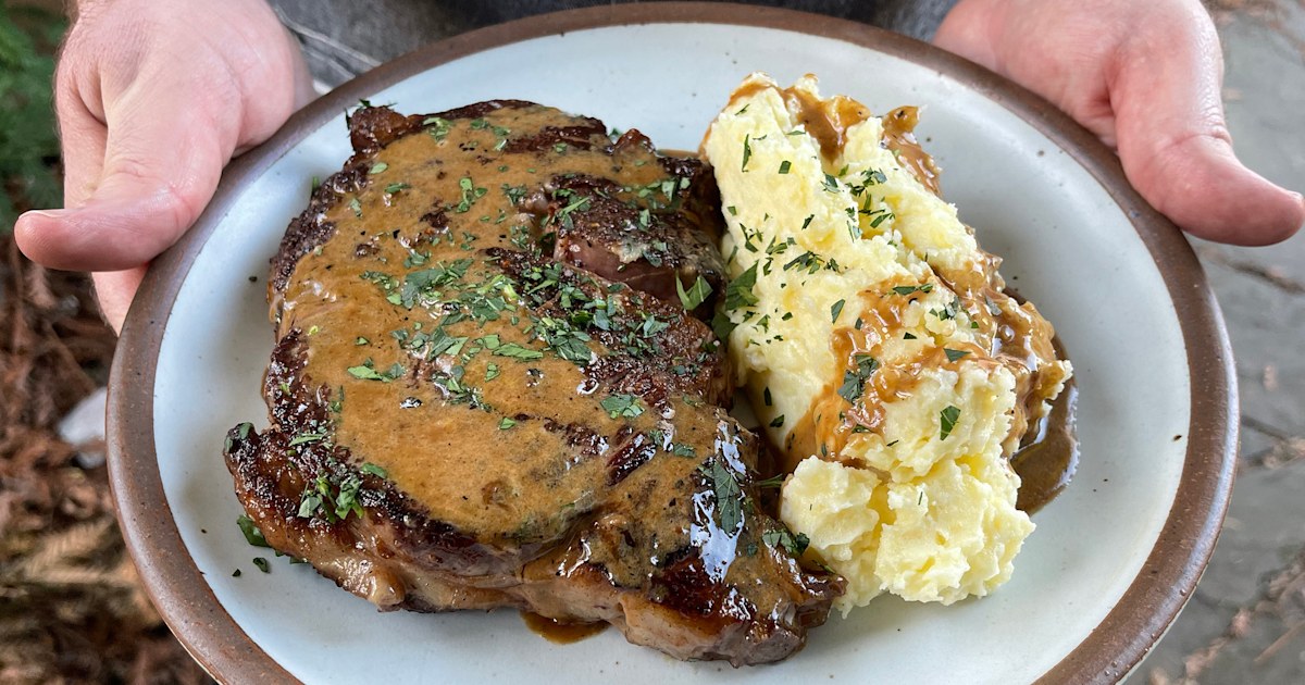 Make perfectly cooked steak with creamy mashed potatoes for date night