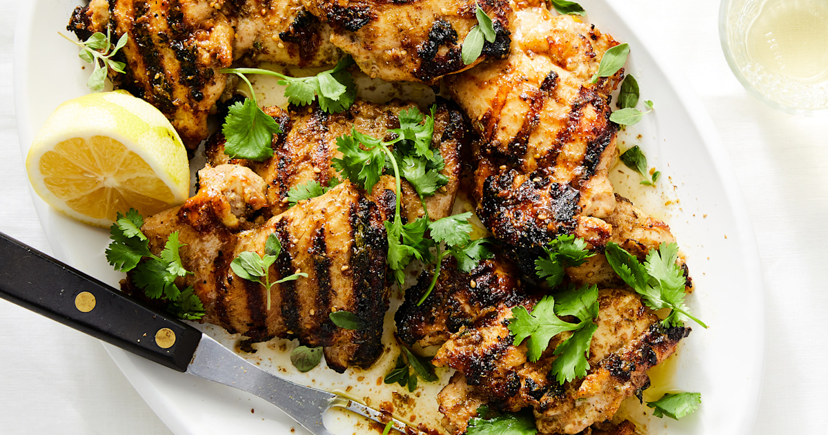 Grilled Za'atar Chicken with Garlic Yogurt and Cilantro Recipe