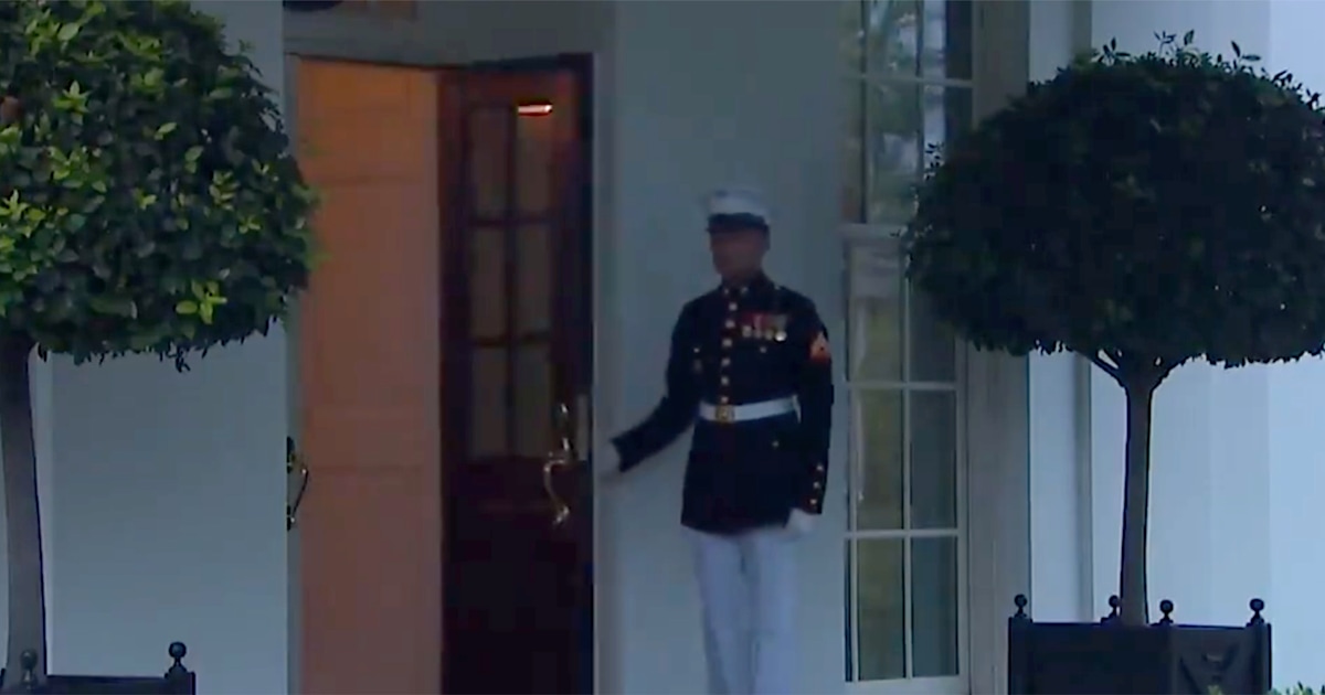 Watch White House Marine take cover inside after lightning strike