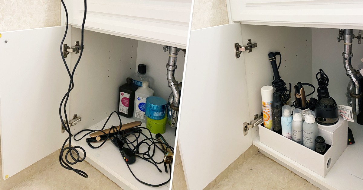 Storage for curling irons and hairdryers hot sale