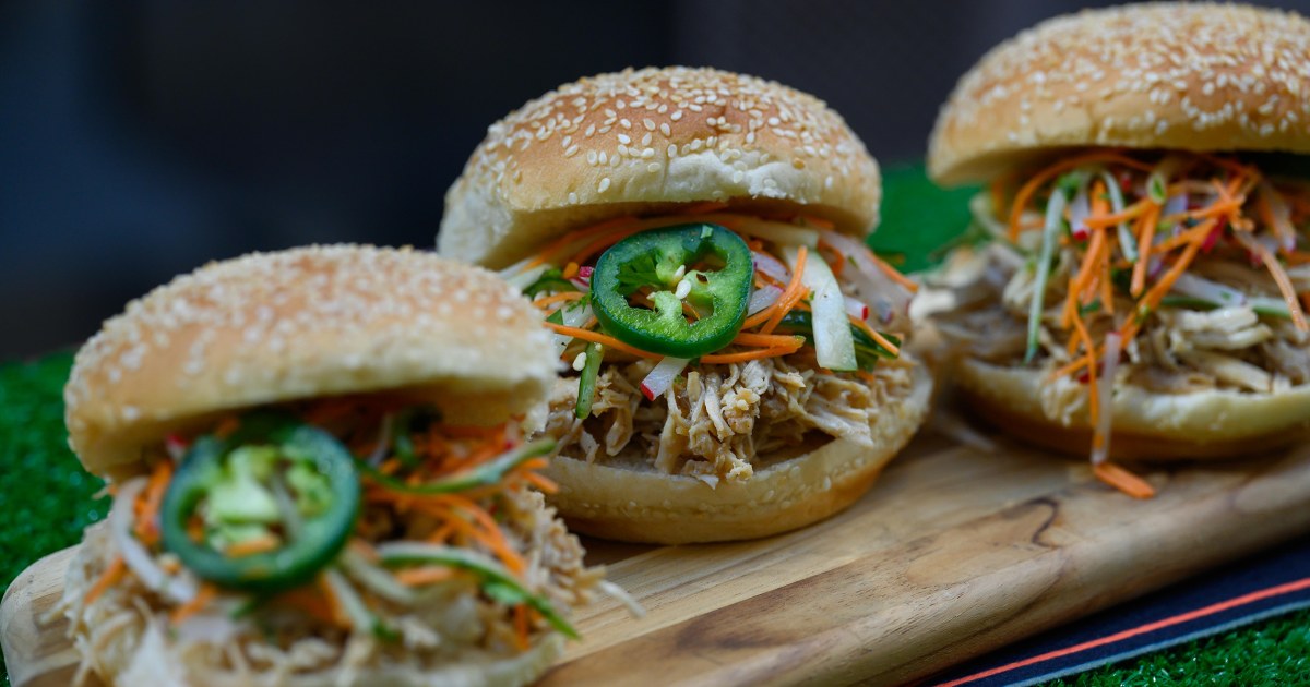 Slow-Cooker Barbecue Chicken Sandwiches with Bahn Mi Slaw