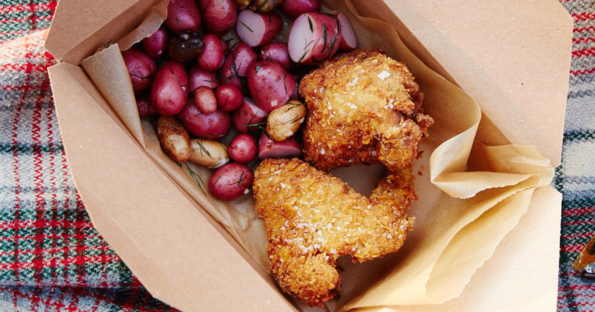 Make Fennel Fried Chicken With Strawberry Rhubarb Sweet and Sour Sauce