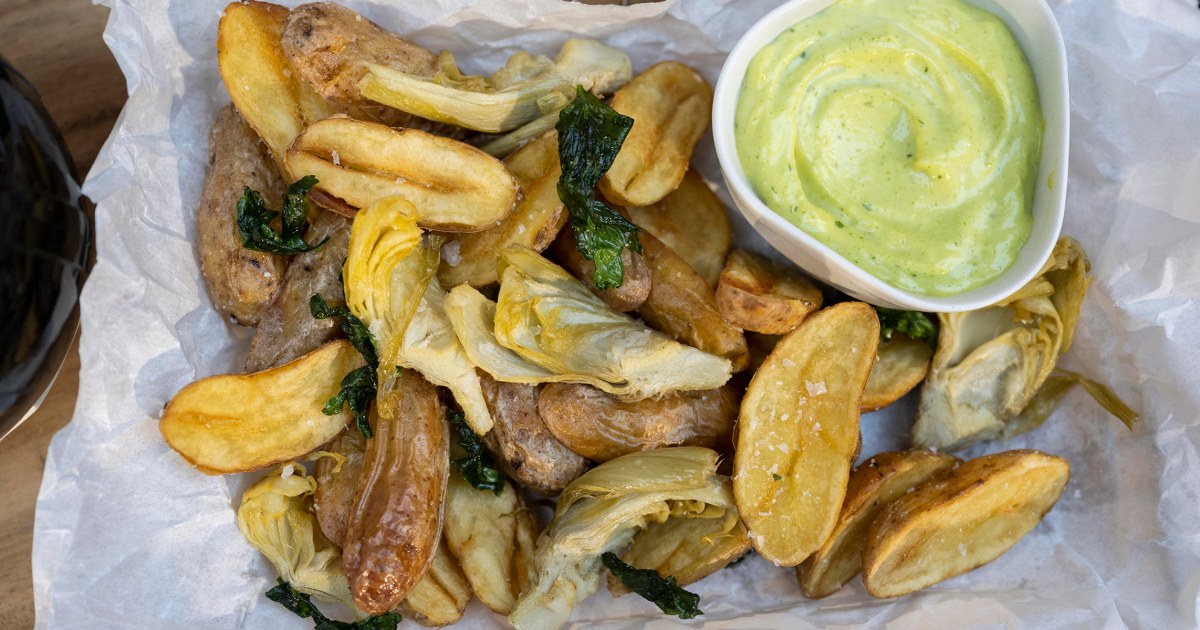 Crispy Potatoes and Artichokes with Parsley Aioli Recipe