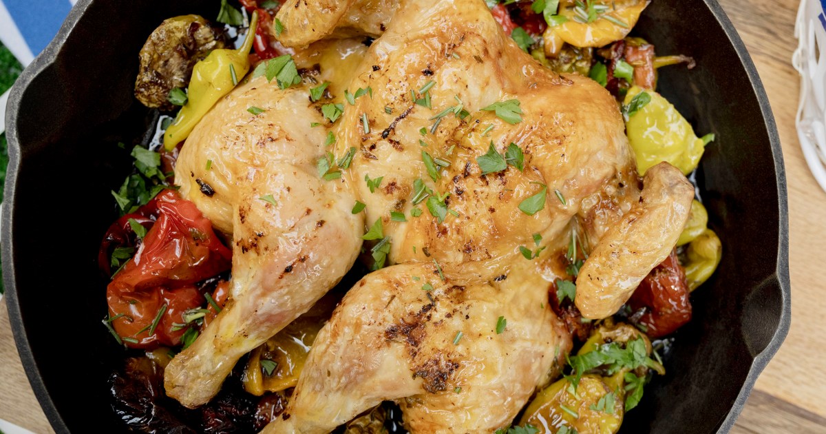 Roasted Garlic and Herb Chicken with So Many Peppers Recipe