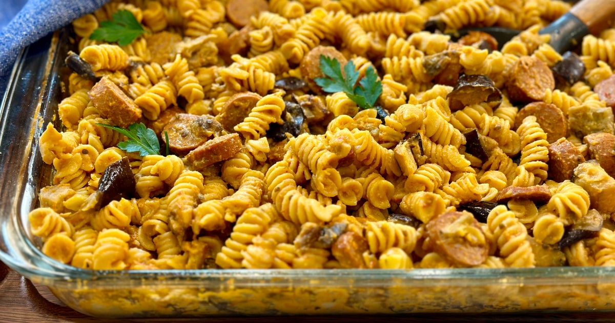 Mediterranean Baked Pasta with Eggplant and Sausage Recipe