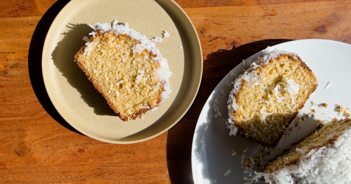 Nutmeg Loaf Cake with Sweet Coconut Glaze Recipe