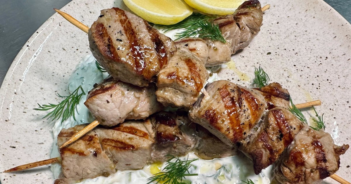 Pork Souvlaki with Tzatziki Recipe from Gaby Dalkin